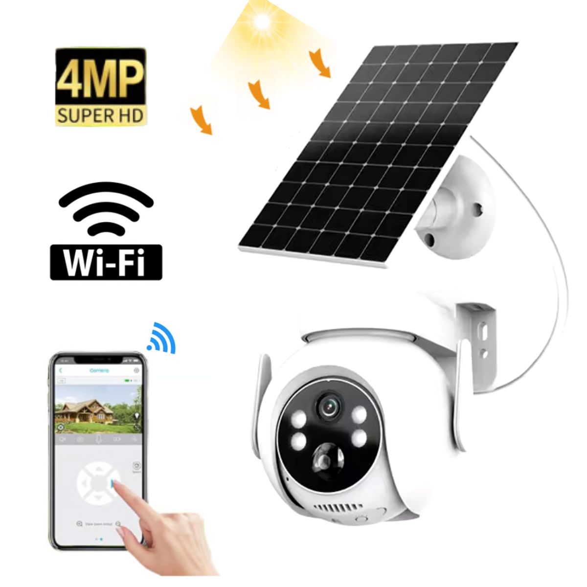 SEISA - Cámara De Seguridad Al Aire Libre Solar - Wifi acceso remoto detección AI 4MP