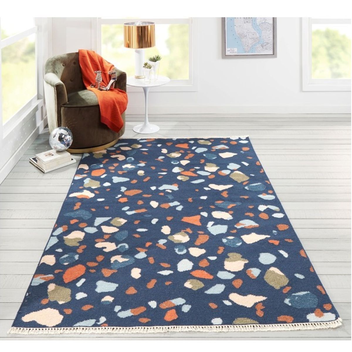 NATHAN - Alfombra Infantil de Lana Azul 168x107