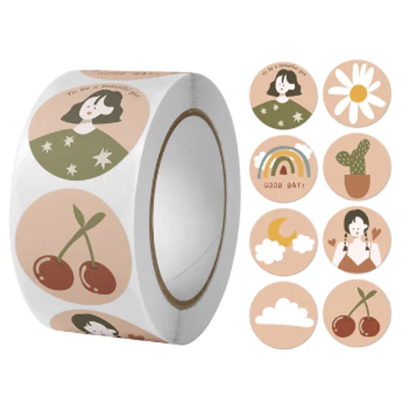 GENERICO - 100 stickers en rollo dibujo 3