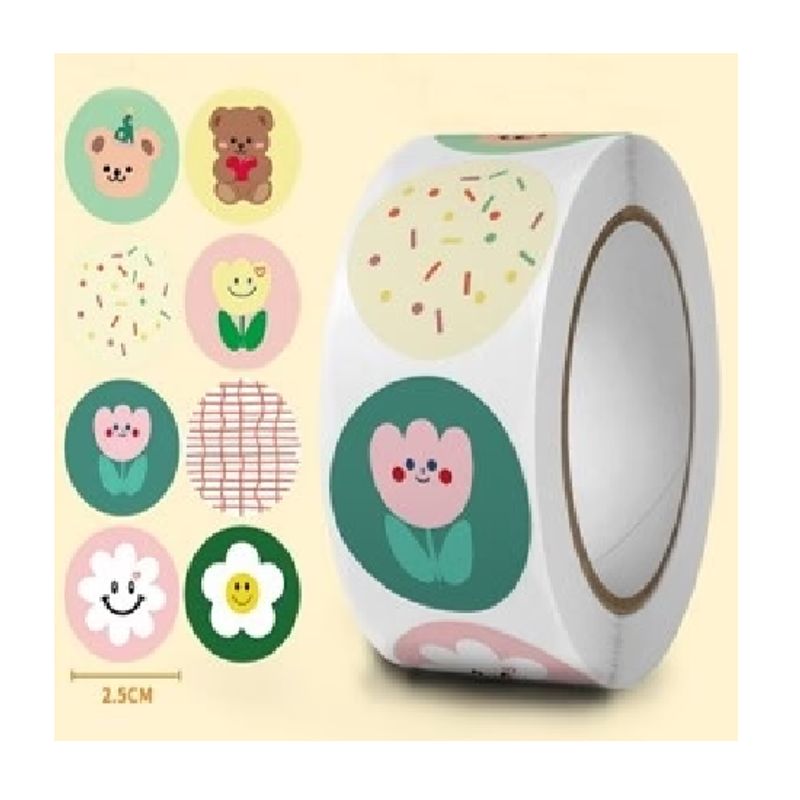 GENERICO - 100 stickers en rollo dibujo 5