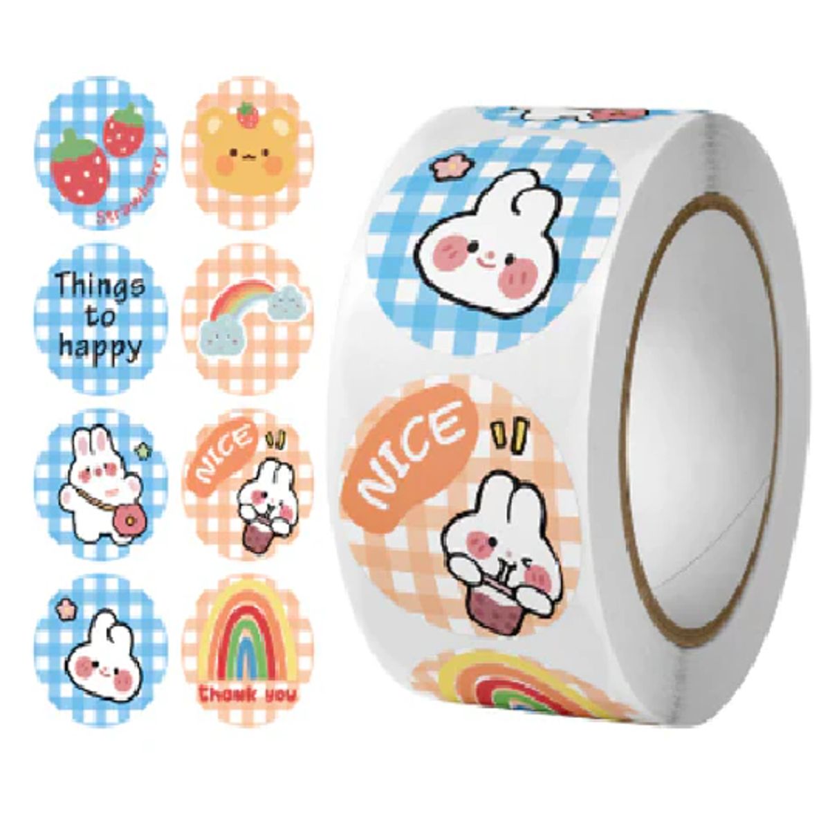 GENERICO - 100 stickers en rollo dibujo 6