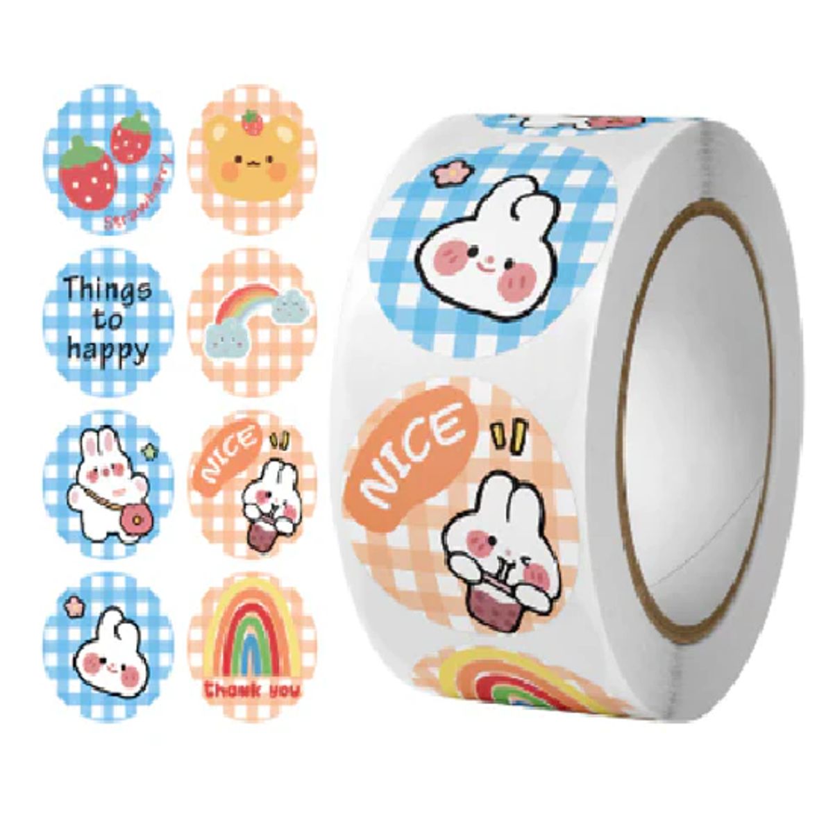 GENERICO - 100 stickers en rollo dibujo 6