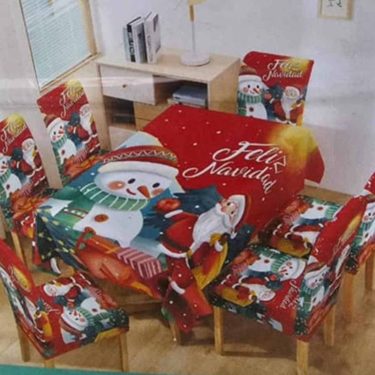 GENERICO - Mantel Navideño + 06 Forros Funda De Silla / NAVIDAD