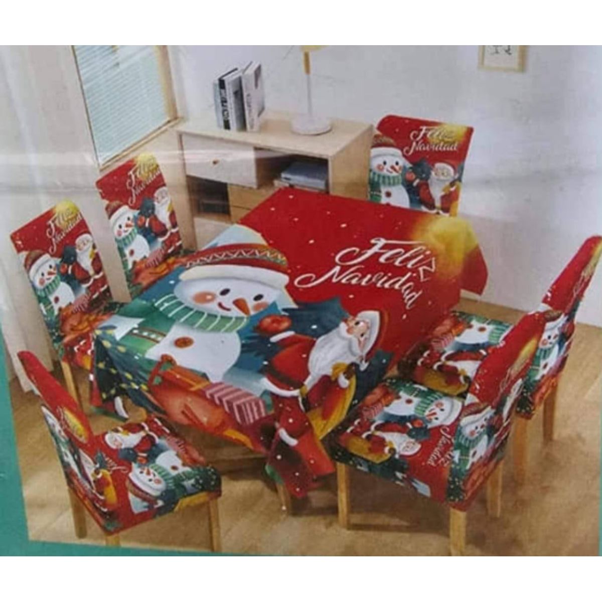 GENERICO - Mantel Navideño + 06 Forros Funda De Silla / NAVIDAD