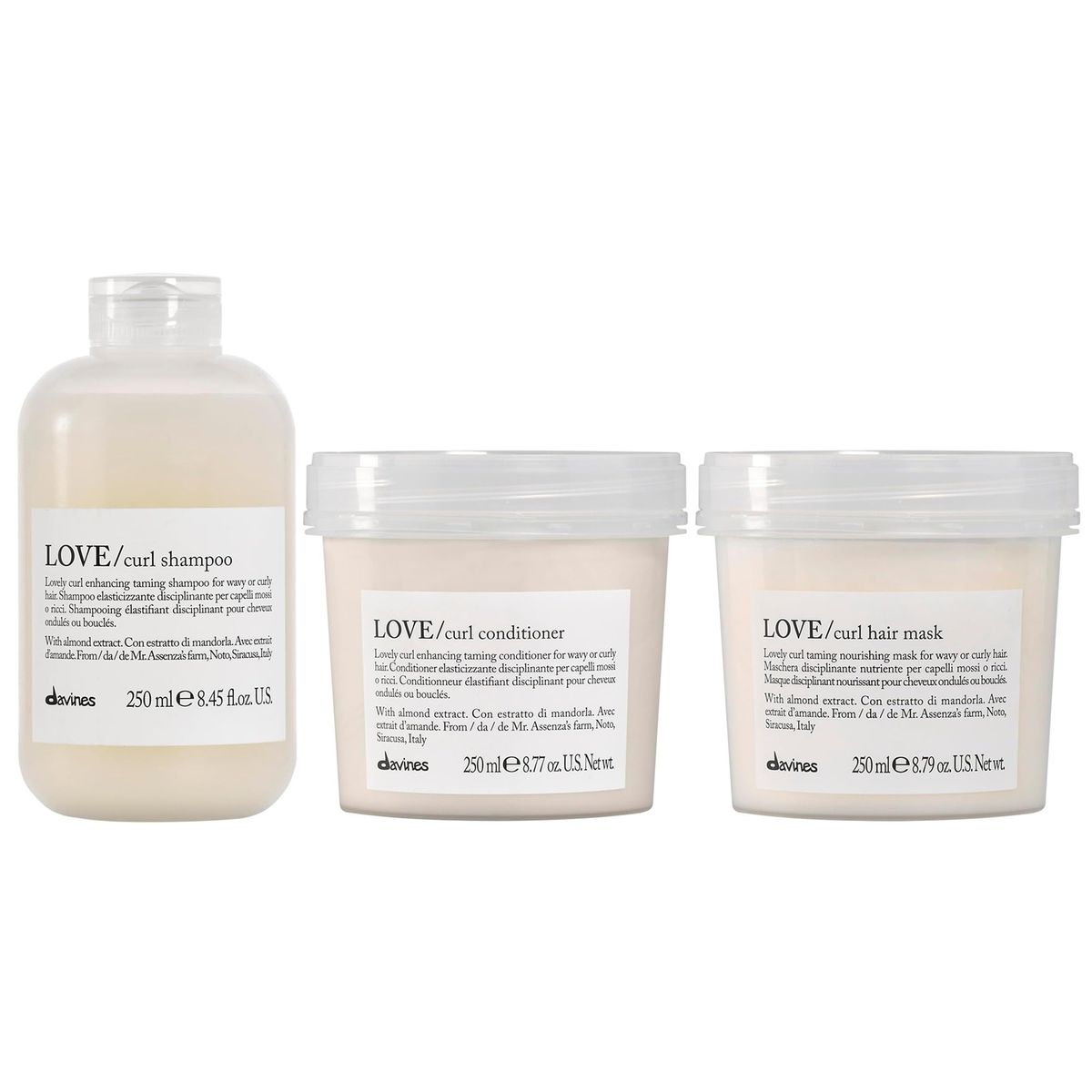 DAVINES - Shampoo 250ml + Acondicionador + Mascarilla Davines Love Curl