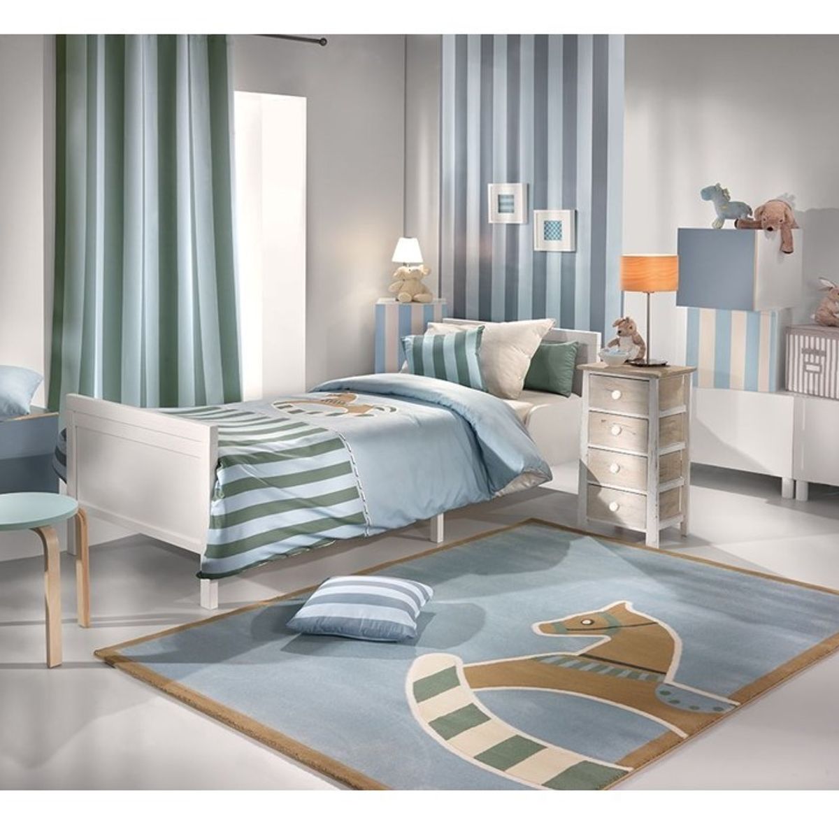 NATHAN - Alfombra Infantil Azul Caballo 175x115