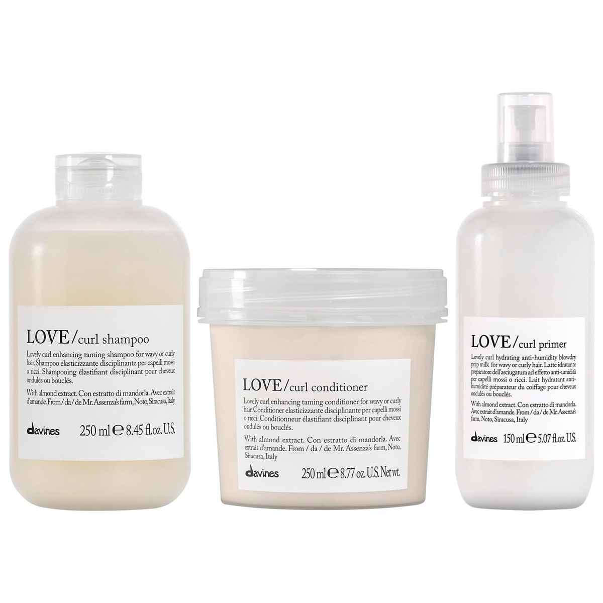 DAVINES - Shampoo Elastizante 250ml + Acondicionador + Primer Davines Love Curl
