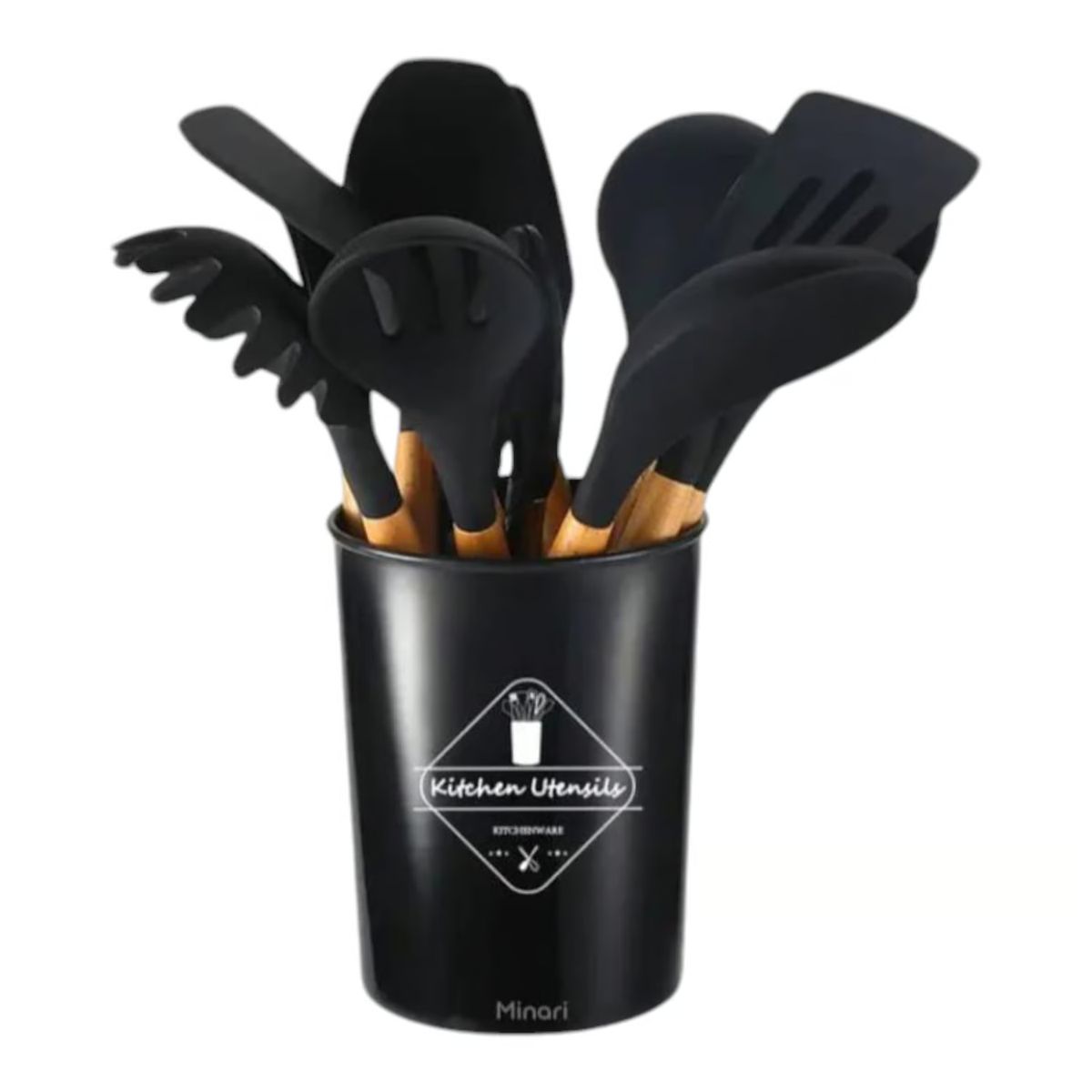 GENERICO - Pack de 12 Utensilios de Cocina de Silicona Antiadherente-ColorVariado