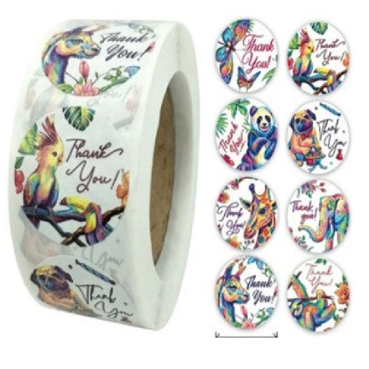 GENERICO - 100 stickers en rollo thank you, gracias 10