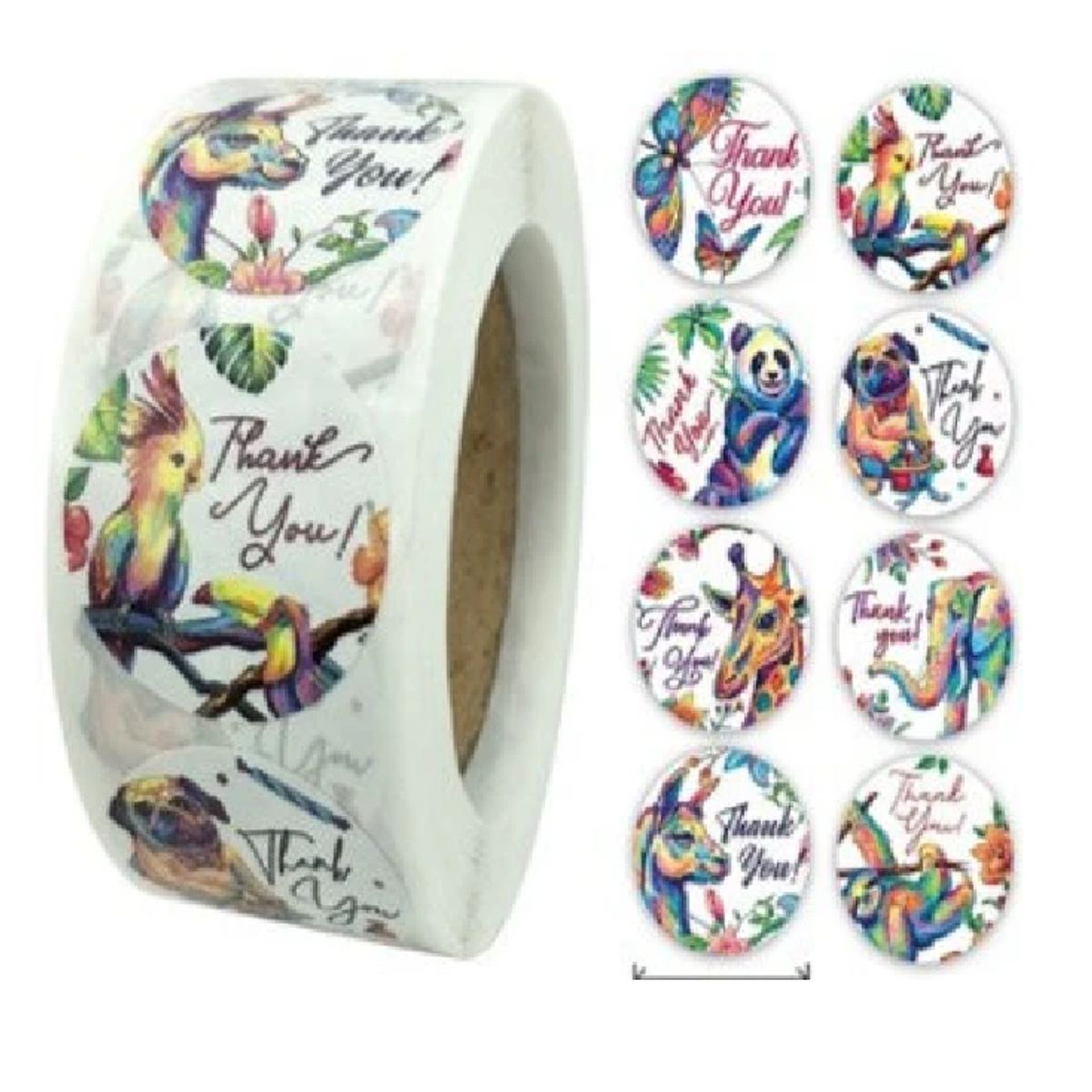 GENERICO - 100 stickers en rollo thank you, gracias 10