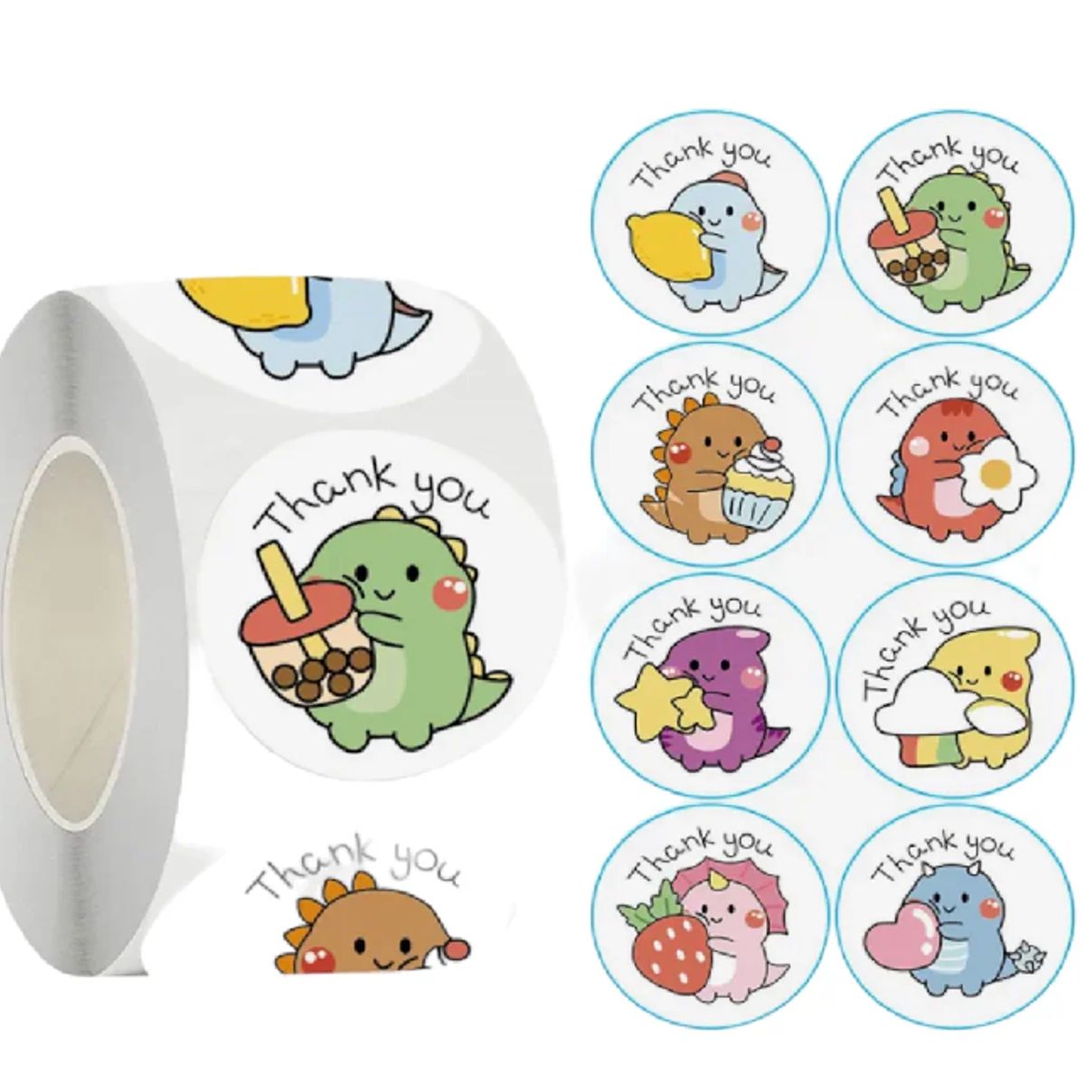 GENERICO - 100 stickers en rollo thank you, gracias 17
