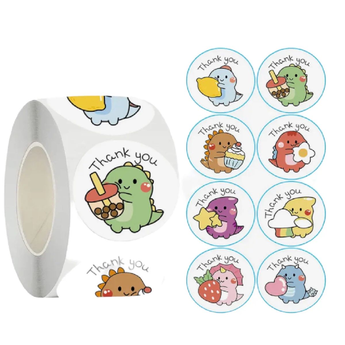 GENERICO - 100 stickers en rollo thank you, gracias 17
