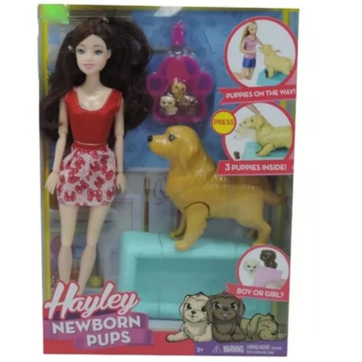 GENERICO - Set de Muñeca con Cachorros recién Nacidos + Acesorios