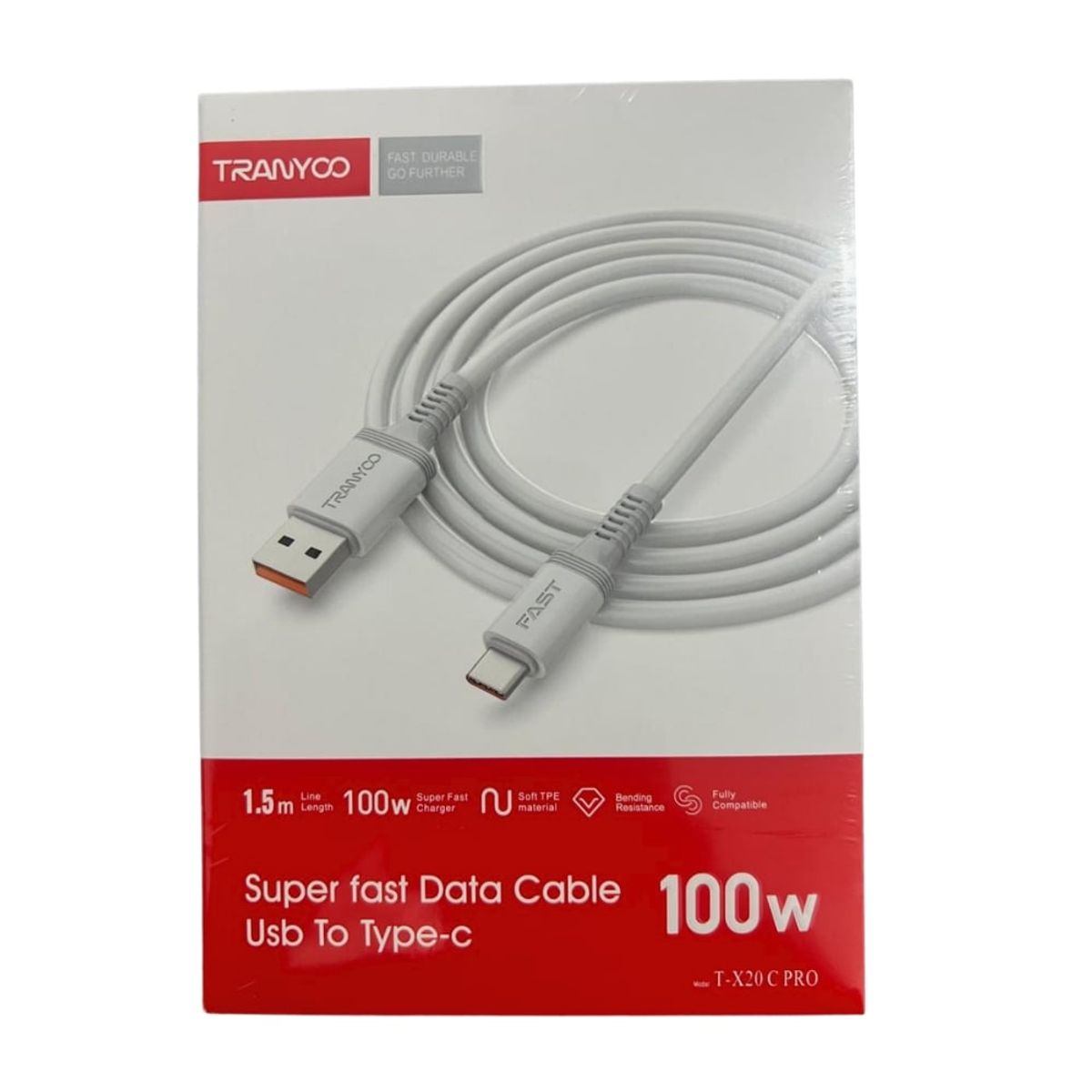 TRANYOO - Cable de Carga y Datos Tipo USB C de 1.5 metros Carga Rapida 100W