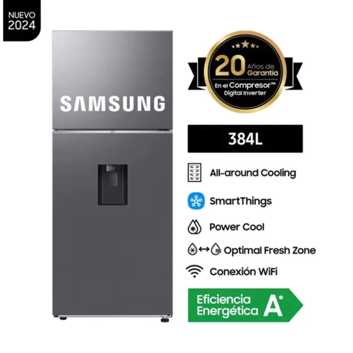 SAMSUNG - Refrigeradora Samsung Top Freezer 384Lt All Around Cooling RT38DG6730S9PE