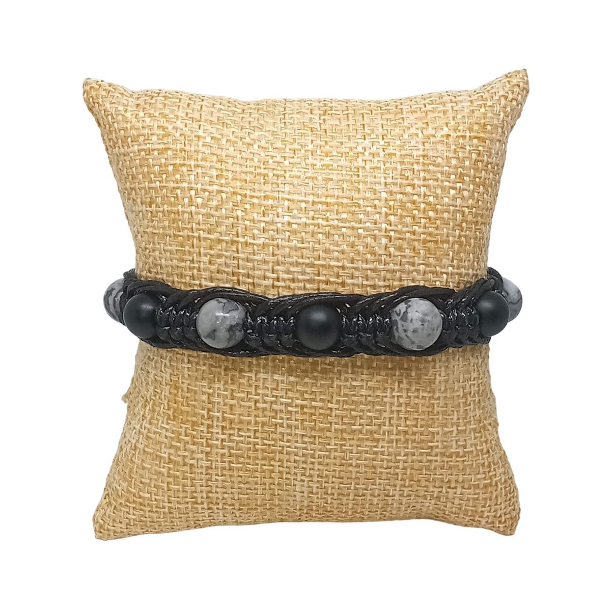 LUCYANA JOYAS Y ACCESORIOS - Pulsera Hombre Mujer Unisex Cuarzo Ónix negro y Jaspe - Joyas Lucyana