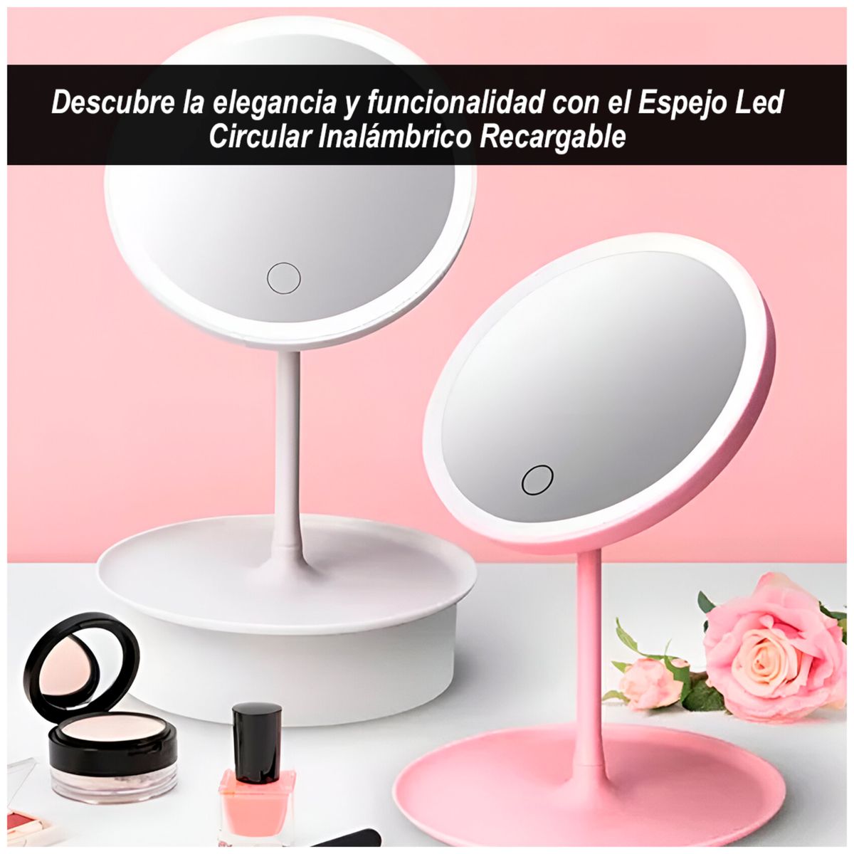GENERICO - ESPEJO CIRCULAR CON LUZ Led Color Blanco