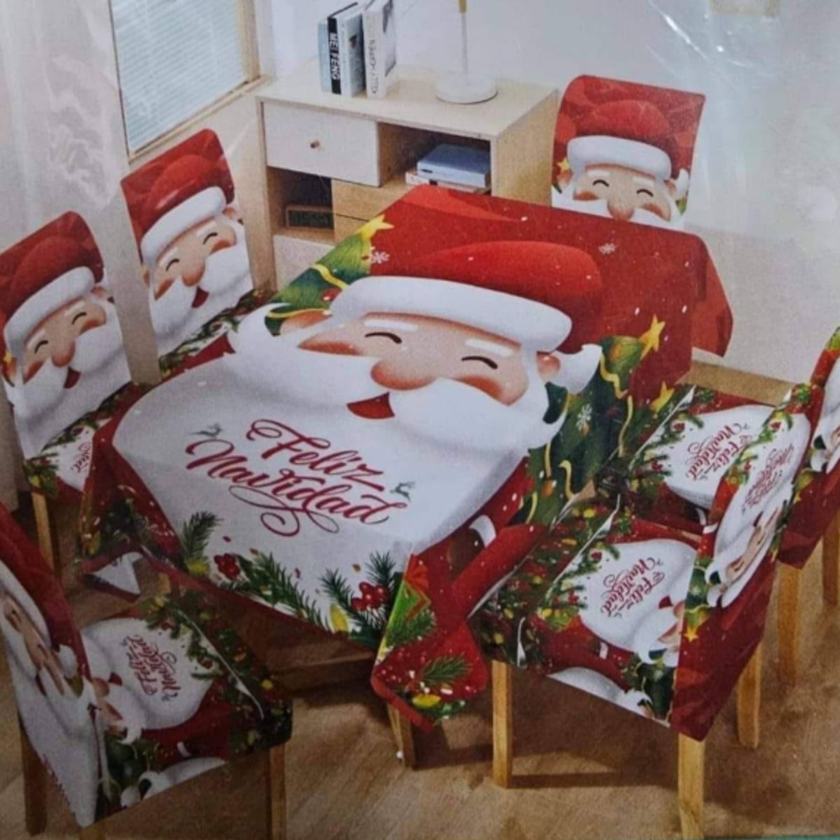 GENERICO - Mantel Navideño + 06 Forros Funda De Silla / NAVIDAD