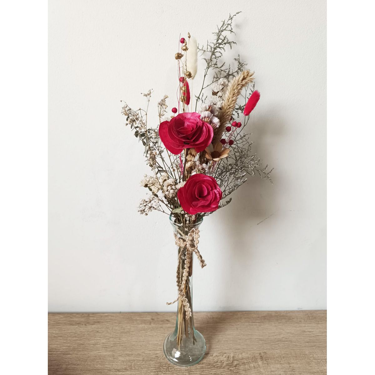 GENERICO - Arreglo flores secas Toque Carmesí Día de la Madre