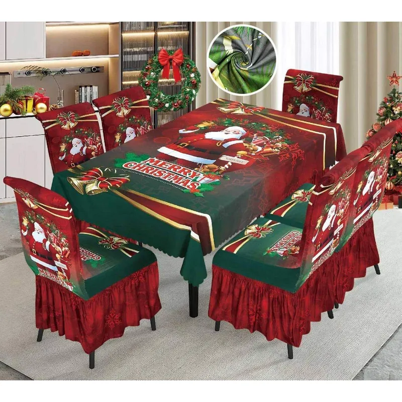 GENERICO - Mantel Navideño + 06 Forros Funda De Silla / NAVIDAD