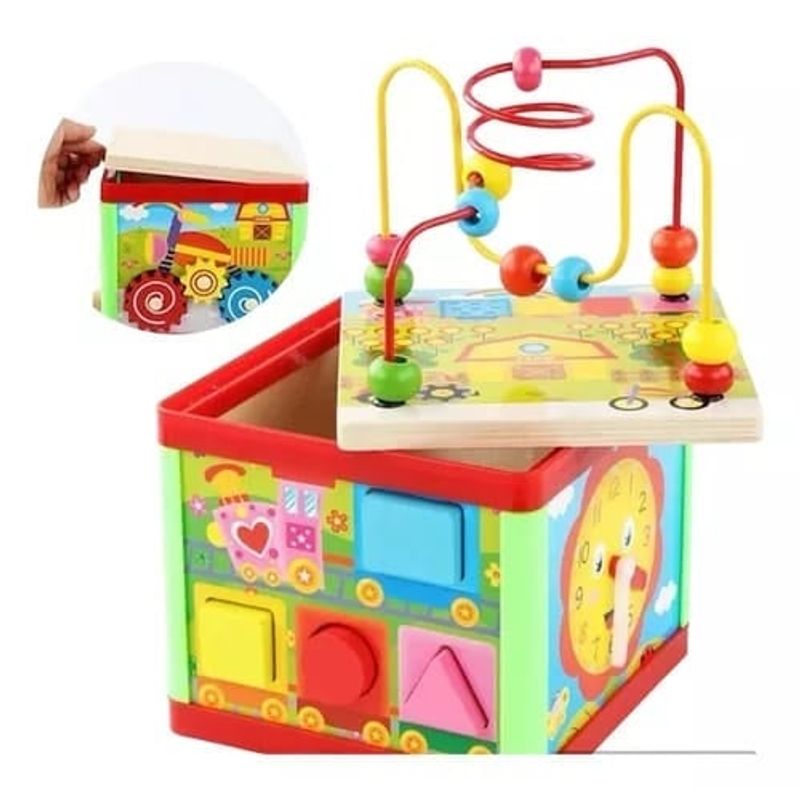 GENERICO - Cubo Didáctico Montessori Multifunción con Laberinto