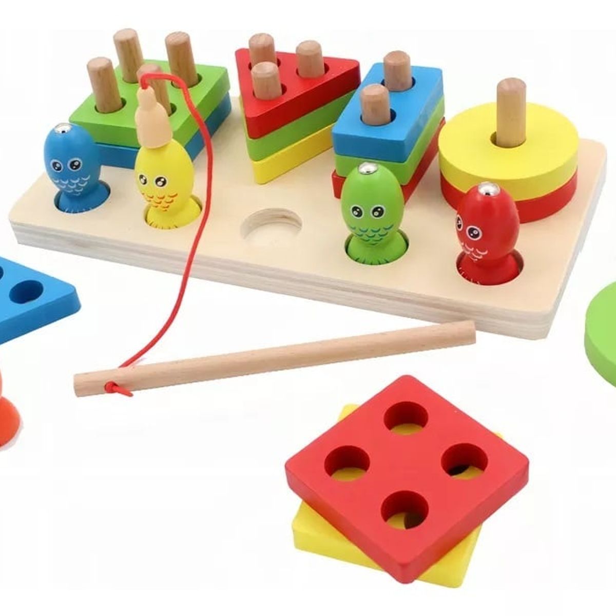 GENERICO - Didáctico 4 Torres de Apilamiento Geométrico y Caña de Pesca