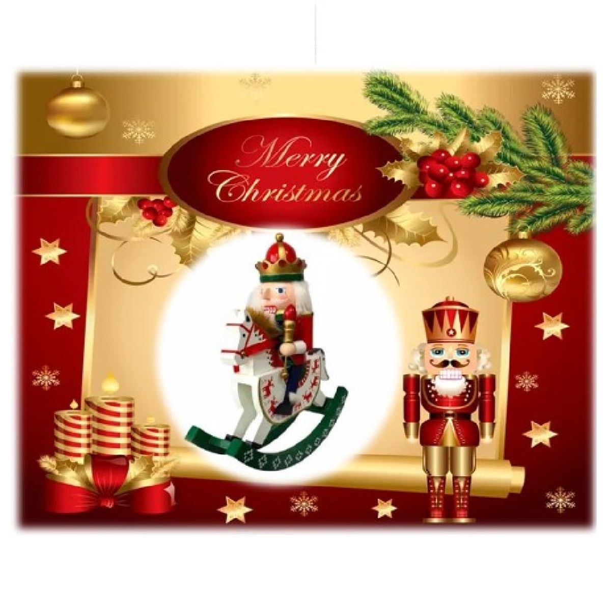 GENERICO - Cascanueces de Madera a Caballo balancín Decoraciones Navideñas