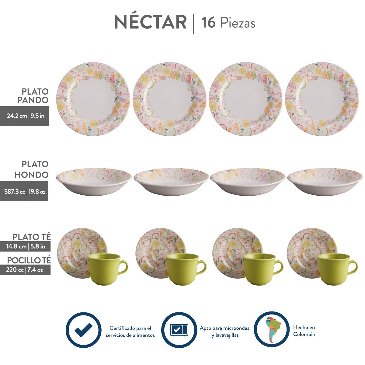 CORONA - Juego de Vajilla Nec 16 Piezas Corona