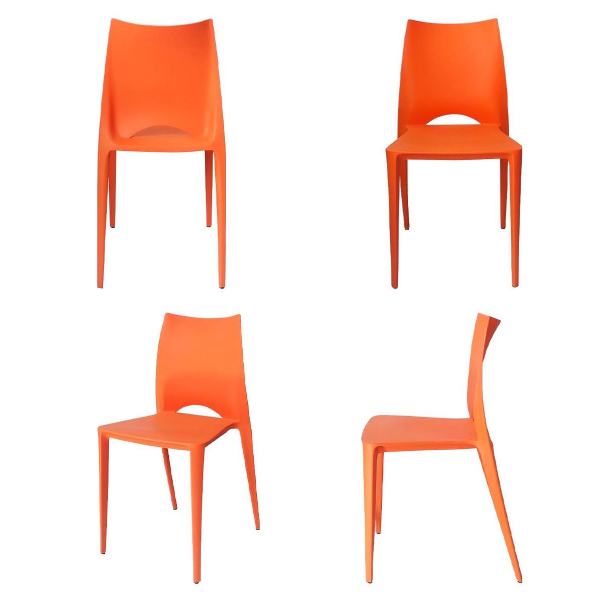 ARKIMUEBLES - Silla de polipropileno modelo Valerie naranja - set x 4 sillas