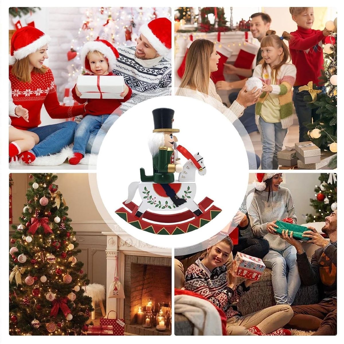 GENERICO - Cascanueces de Madera a Caballo balancín Decoraciones Navideñas