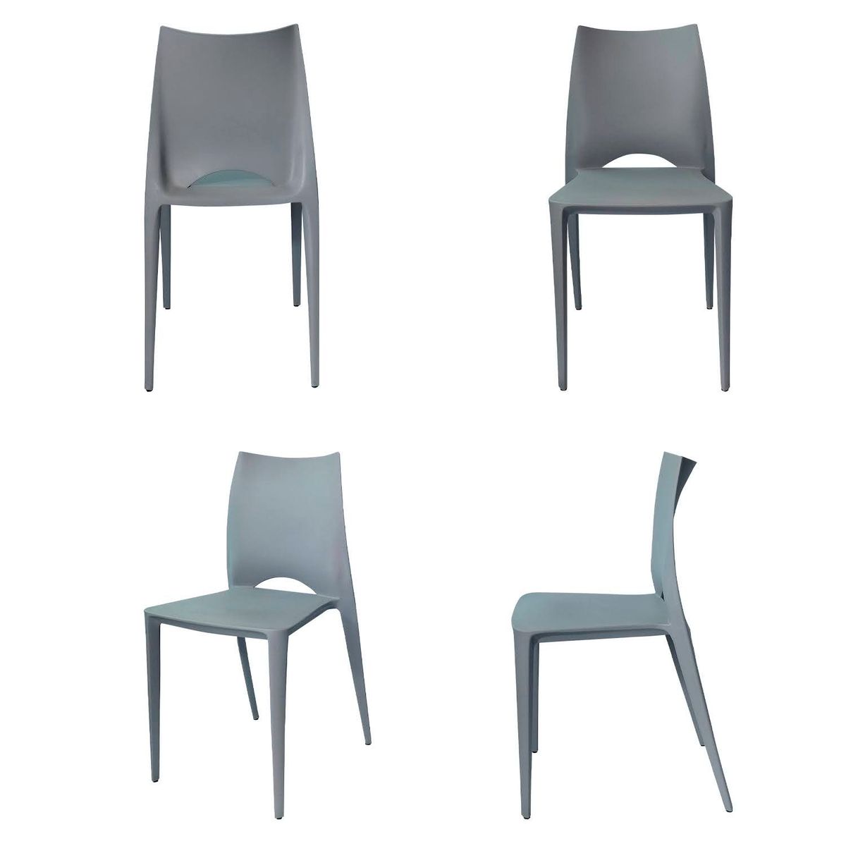 ARKIMUEBLES - Silla de polipropileno modelo Valerie gris oscuro - set x 4 sillas