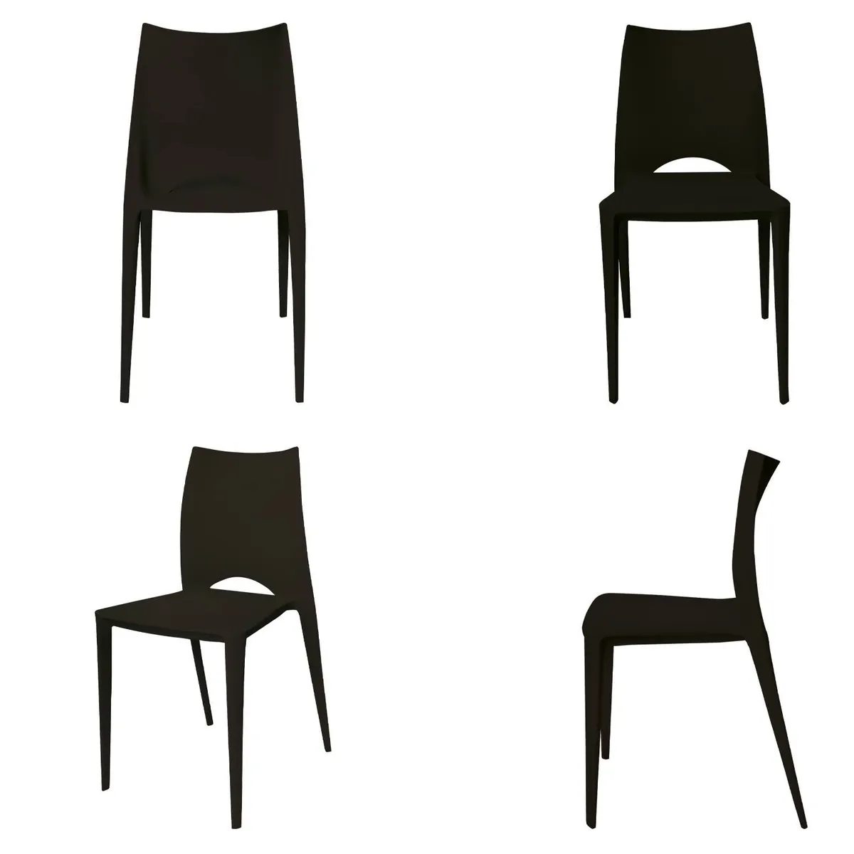 ARKIMUEBLES - Silla de polipropileno modelo Valerie negro- set x 4 sillas