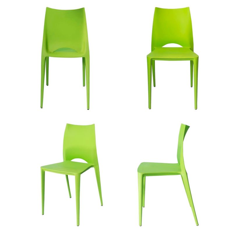ARKIMUEBLES - Silla de polipropileno modelo Valerie verde limon - set x 4 sillas