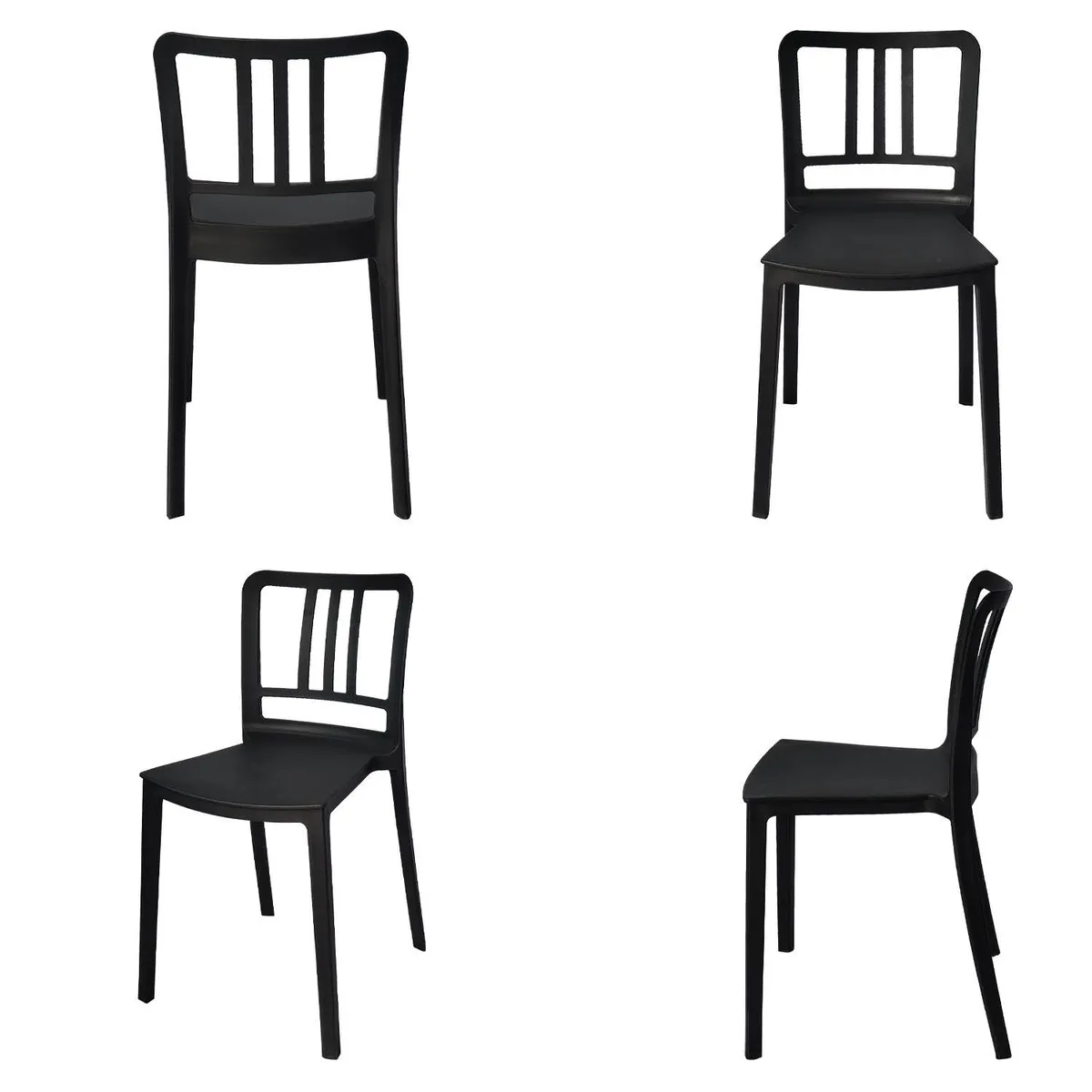 ARKIMUEBLES - Silla de polipropileno modelo Charlotte negro - set x 4 sillas