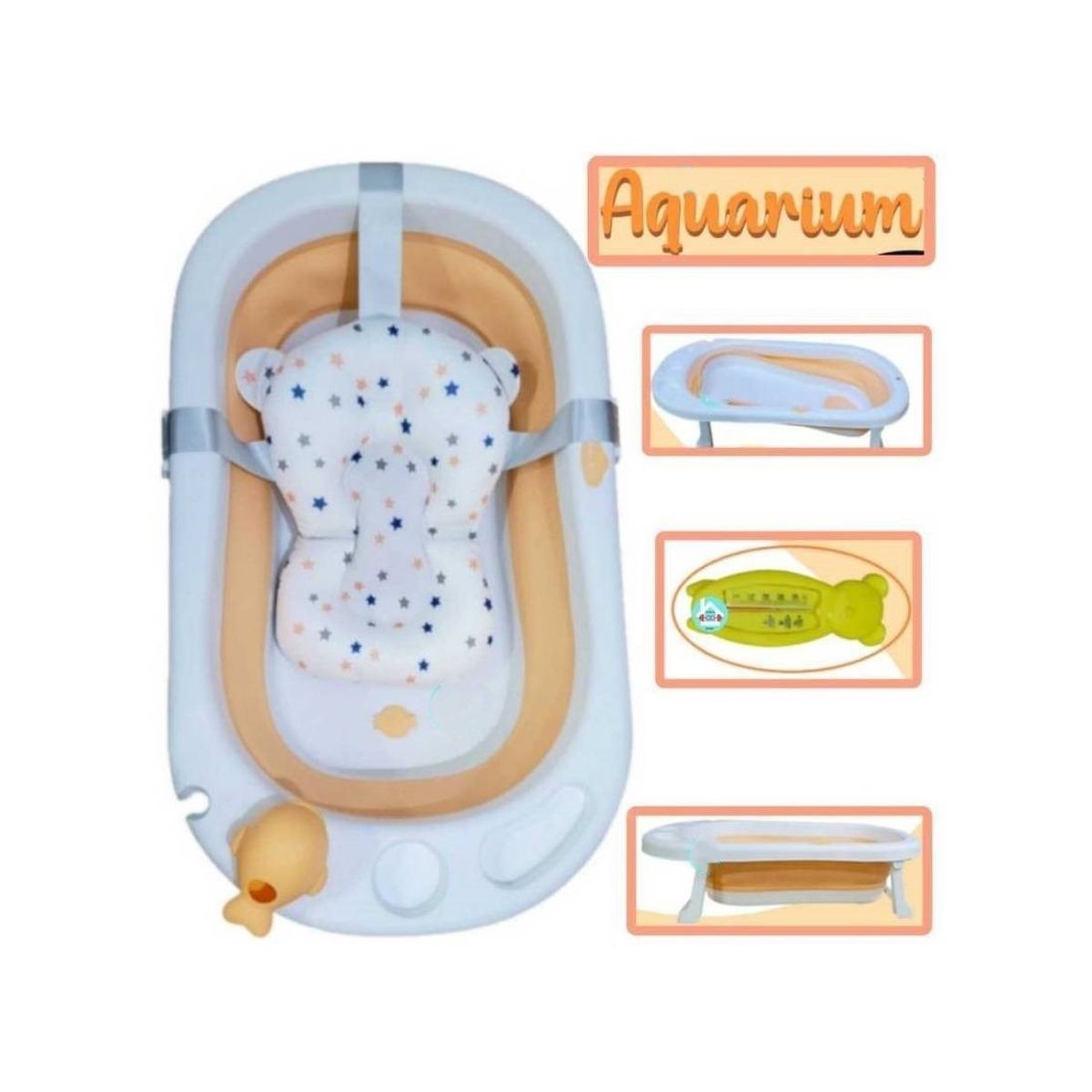 BABY KITS - BAÑERA PLEGABLE PARA BEBÉ AQUARIUM ANARANJADO