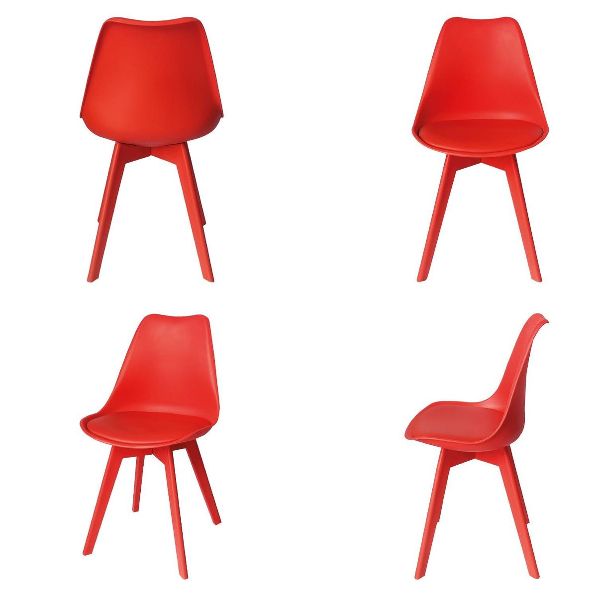ARKIMUEBLES - Silla de polipropileno modelo Alexa rojo - set x 4 sillas