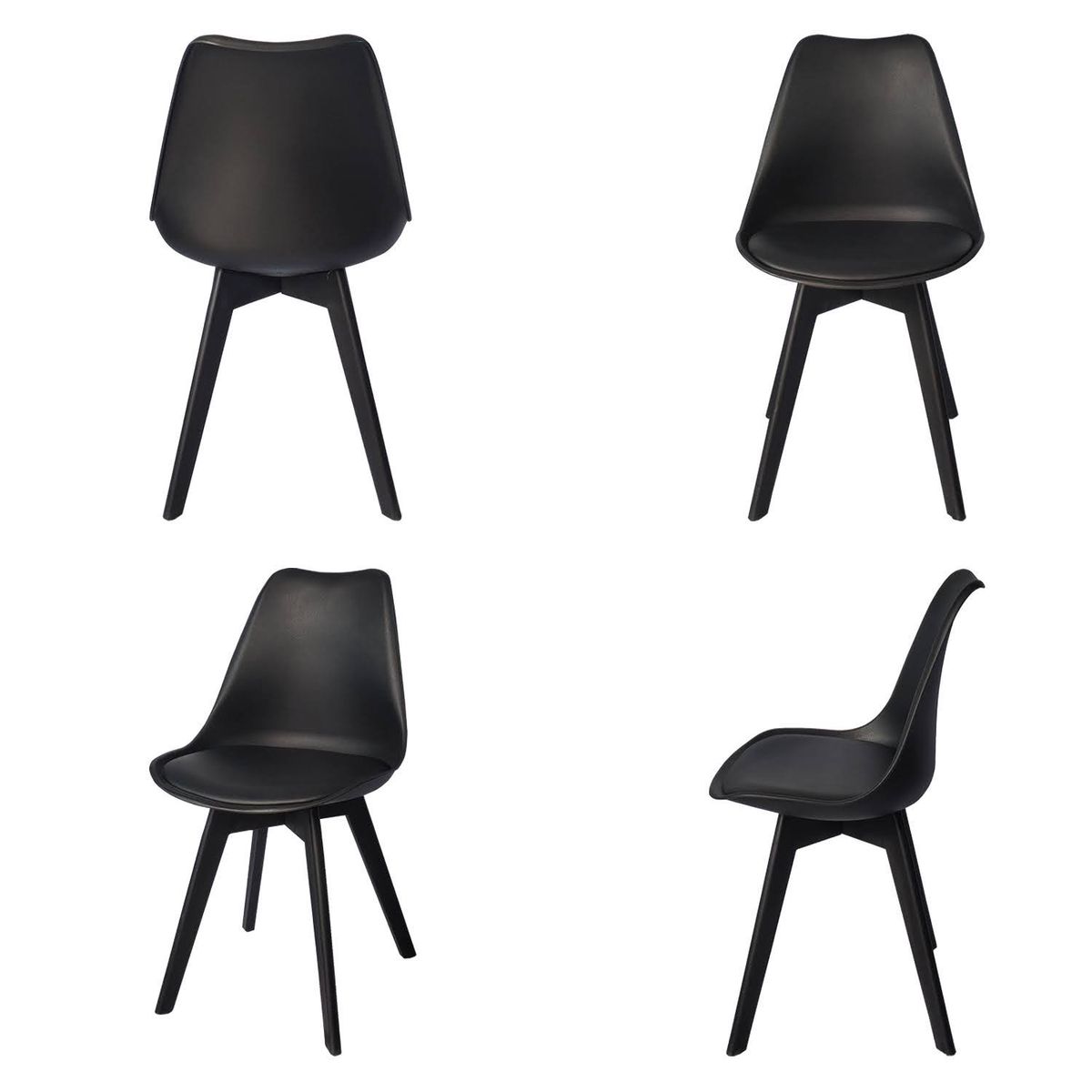 ARKIMUEBLES - Silla de polipropileno modelo Alexa negro - set x 4 sillas