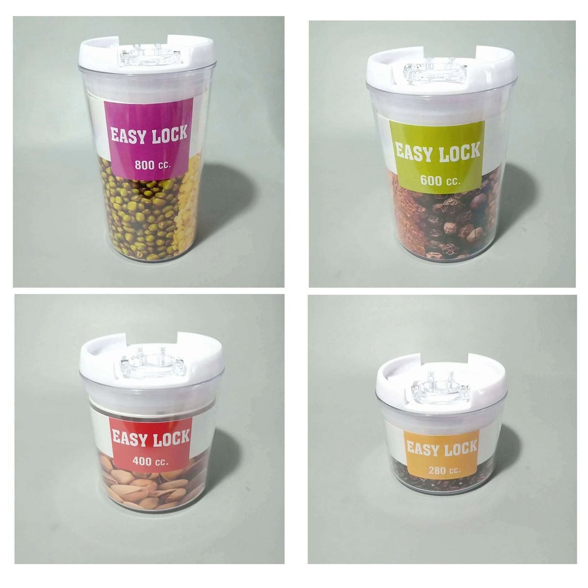 GENERICO - Set 4 contenedores o recipientes herméticos de acrilico transparente