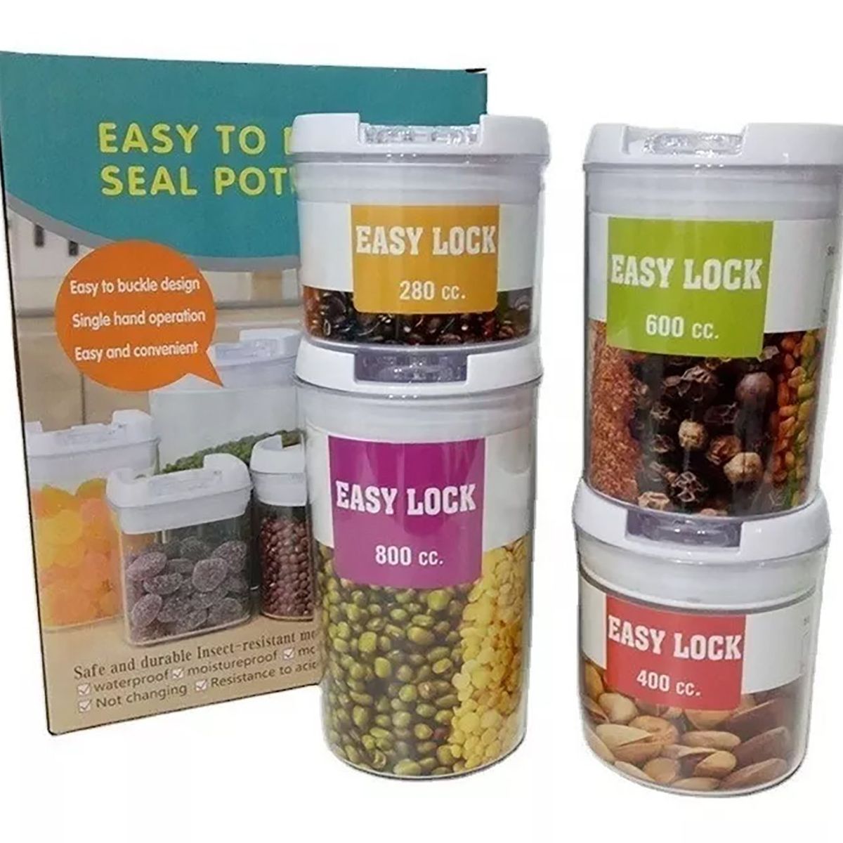 GENERICO - Set 4 contenedores o recipientes herméticos de acrilico transparente