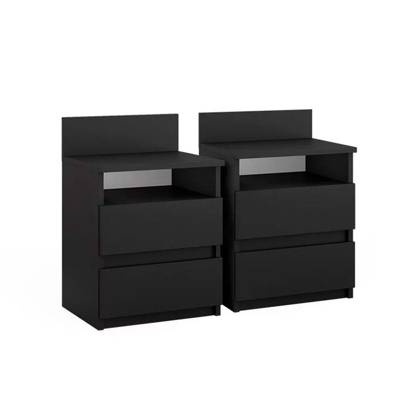 GENERICO - Velador Mesa De Noche Cark Negro 2 Unid. - Gaudi