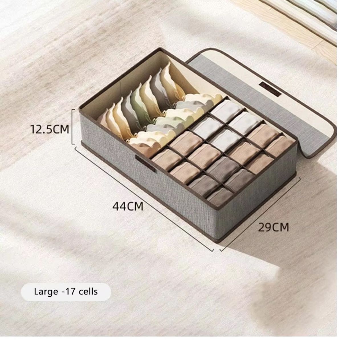 OEM - Pack x 2 Cajas de Almacenamiento de Ropa Interior con Tapa Gris