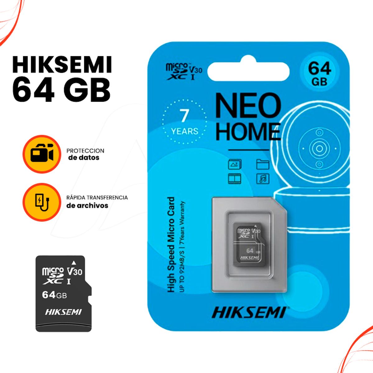 HIKVISION - MEMORIA MICRO SD 64GB HIKSEMI NEO HOME