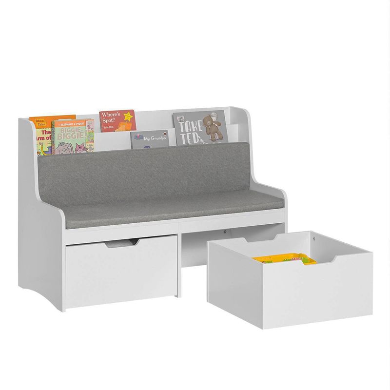 DIBA MUEBLES - Librero con Asiento Infantil Haskel Blanco DIBA Muebles