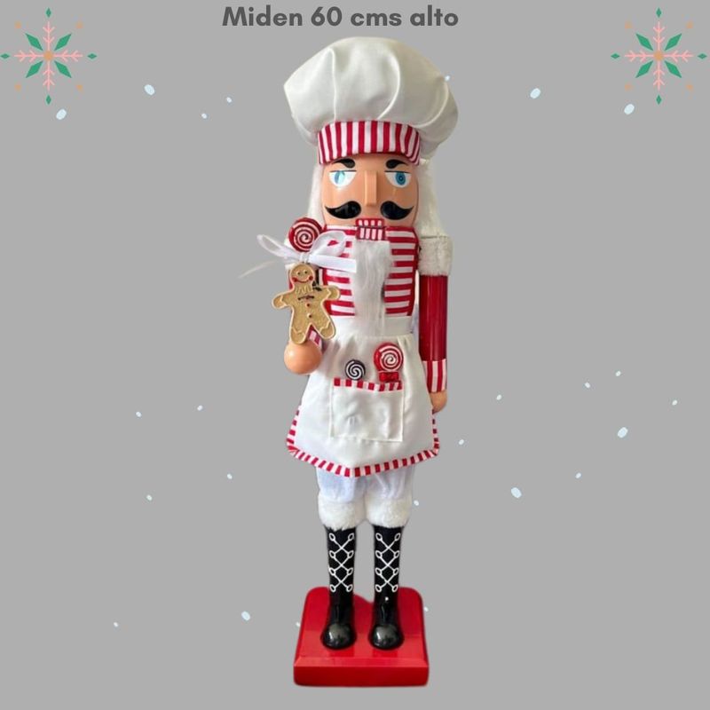 GENERICO - Cascanueces Navidad de PVC Modelo Pastelero Chef  - Mide 60 cm alto