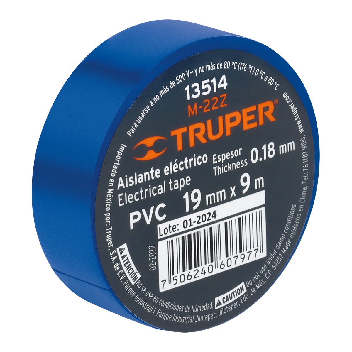 TRUPER - Cinta Aislante 19mm x 9m Azul 13514 Truper