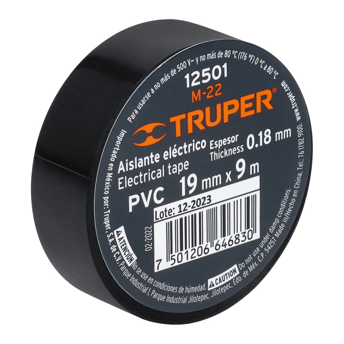 TRUPER - Cinta Aislante 19mm x 9m Negro  12501 Truper