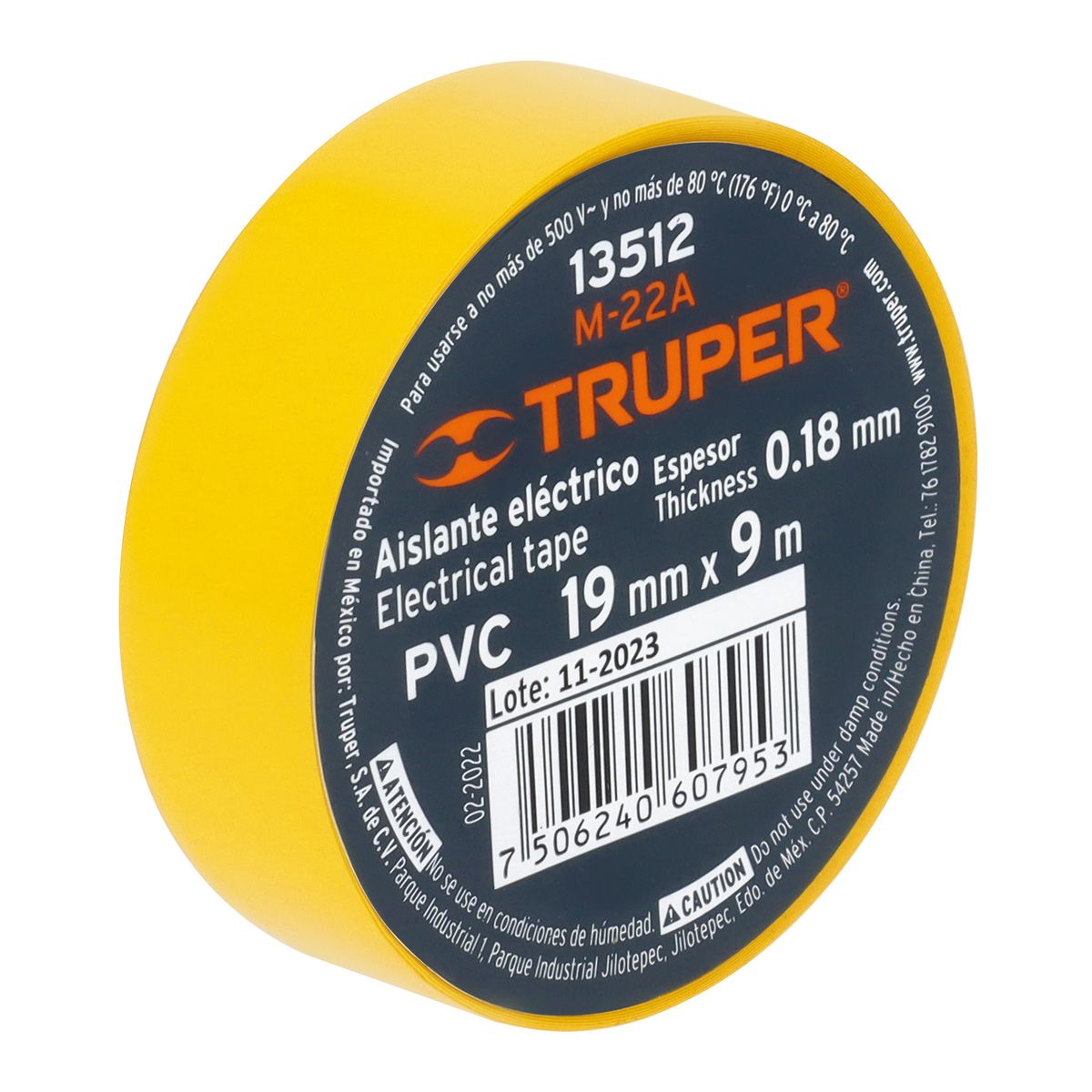 TRUPER - Cinta Aislante 19mm x 9m Amarillo 13512 Truper
