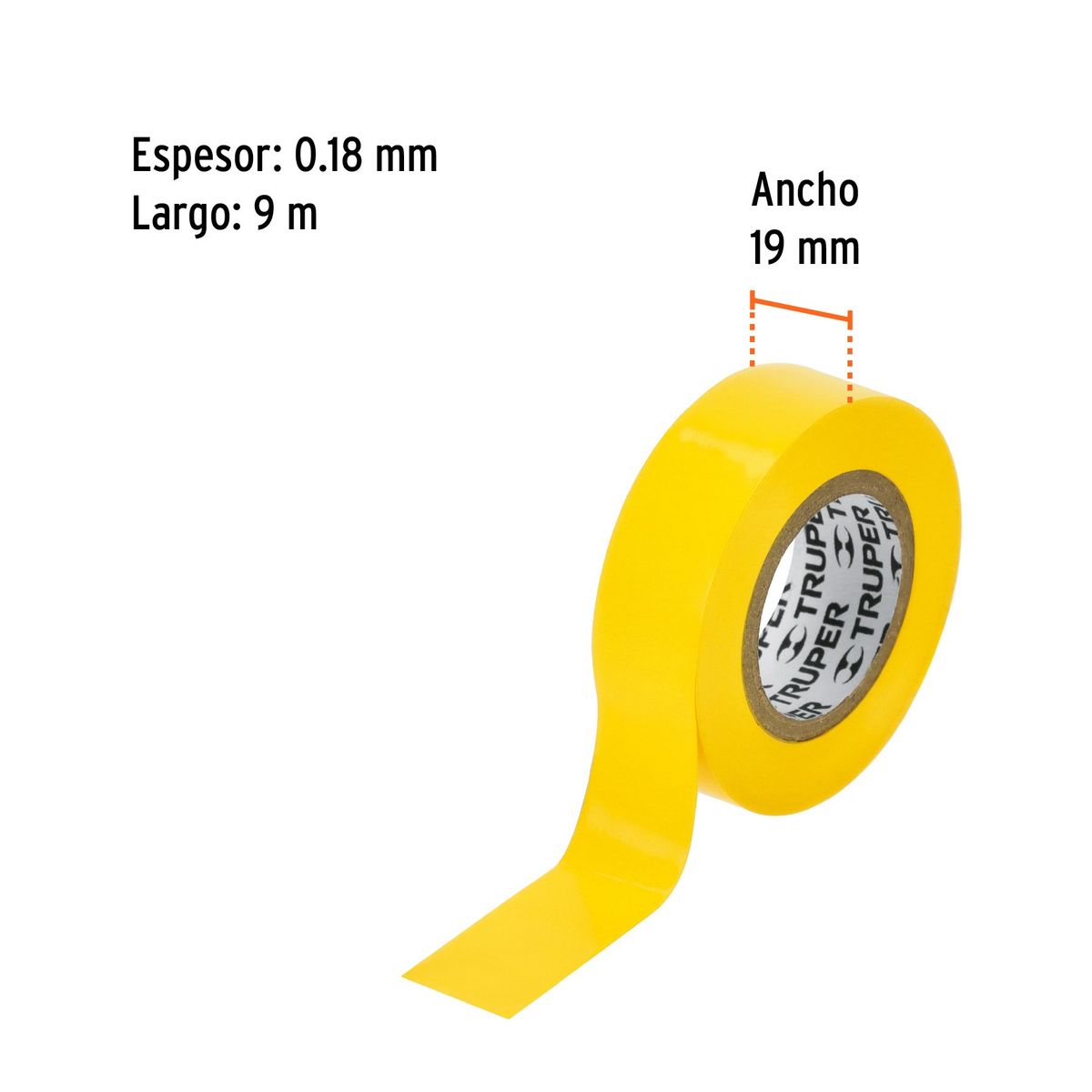 TRUPER - Cinta Aislante 19mm x 9m Amarillo 13512 Truper