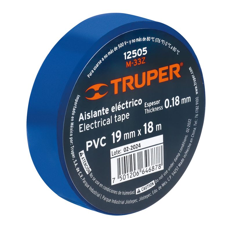 TRUPER - Cinta Aislante 19mm x 18m Azul 12505 Truper
