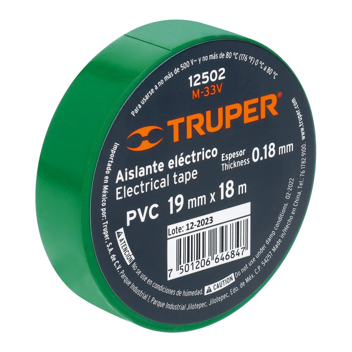 TRUPER - Cinta Aislante 19mm x 18m Verde 12502 Truper